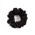 Lustrous 19mm mulberry silk scrunchie in deep black finish with elegant satin pleats - 3.5cm/19 Momme / Black
