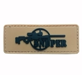 Tactical Sniper PVC patch with rifle silhouette in khaki and black with hook backing - Sand Rectangle PVC