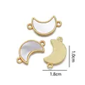 Ciondolo a mezzaluna dorato con intarsio in conchiglia, 1,8cm x 1,0cm, per creazione gioielli - Luna (Conchiglia Naturale)