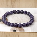 Minimalist purple natural stone beaded bracelet with 8mm smooth round gemstone beads - Natural Amethyst / 4mm