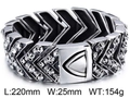 Bracciale punk da uomo con teschi in acciaio argentato stile biker massiccio - Stile Teschio con Maglie a Freccia (KB59211-BD)