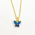 Collier élégant en laiton doré avec pendentif papillon serti de zircons bleus brillants - Collier Avec Pendentif / Bleu