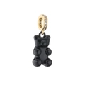 Black painted bear pendant charm with gold rhinestone bail for DIY jewelry making - Pendant / Gold Black