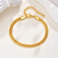 Bracciale dorato a tre strati con perline a oliva, chiusura a moschettone e estensione - Catena di Grani d'Olivo a Tre Strati (BR-2379G)