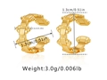 Detailed dimension guide for C-shape brass ear cuff with size and weight annotations - Geometric Flower Cluster KE0889