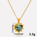 Detailed view of heart pendant necklace with dimensions 1.5cm and shell inlay - Gold-Abalone-Necklace (S2004-G-B-N22)