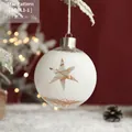 Palla di Natale a stella con effetto neve e imbottitura in fieno decoro 9x9x10.5cm - Stella a cinque punte