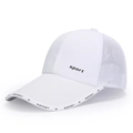 White breathable mesh sports baseball cap with sport print and quick-dry fabric - Adjustable / White