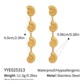 Detailed size specifications for 18K gold plated stainless steel seashell drop earrings - Golden Conch Style (YYE025313)