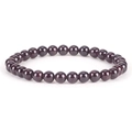 6mm dark red natural garnet beaded elastic bracelet with polished round gemstones - Garnet