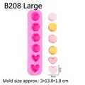 Stampo in silicone rosa B208 a 6 cavità a forma di cuore e fiore per sapone e candele - B208 Grande / Rosa