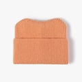 Bonnet en maille côtelée épaisse avec oreilles de chat mignonnes en ton rose orangé - Rouge Orangé