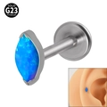 G23 titanium labret stud featuring a marquise blue-purple opal stone setting - NO 12 (Blue Opal)