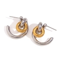 Pendientes de aro en C de acero inoxidable chapado en oro con un diseño entrelazado - Dos colores