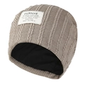Bonnet en maille torsadée kaki pour hommes et femmes avec doublure chaude et écusson logo - L(58-60cm) / Kaki