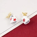 Cute white enamel reindeer ghost charms with gold antlers and snowflake pattern for DIY jewelry - 34# White Cute Ghost