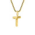 Titanium steel necklace featuring a gold letter T pendant with textured finish - Letter T - Gold