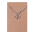 Colliers couple soleil et lune en acier inoxydable sur carte cadeau de luxe - Collier de Couple (N00137)