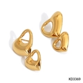Elegant 316 stainless steel heart-shaped earrings in golden finish with model KD3369 - Gold Style (KD3369)