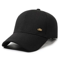 Classic black baseball cap featuring a premium golden metal logo on textured fabric - Adjustable / Black