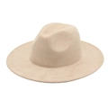 Classic khaki wide brim jazz fedora hat in faux suede for a stylish western cowboy look - Beige