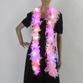 Pink feather boa with colorful integrated LED lights for festive party costume decoration - Large Decorative Boa / Pink/Thick/Multi-color Light