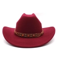 Dettaglio cappello in feltro di lana bordeaux con fascia in pelle e borchie - M (56-58cm) / Borgogna