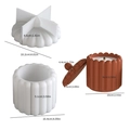 Striped storage jar resin mold with lid for DIY candle holders and plaster plant pots - Base and Lid Set / Round Striped Storage Box (Base+Lid)
