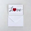 3D Pop-up Love heart greeting card set in white with blue Love text and red heart - I love you forever style