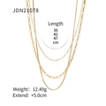Collana a tre strati in acciaio inossidabile placcato oro 18K con catena a graffetta - Oro (JDN21078)