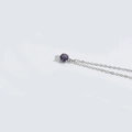 Delicate S925 sterling silver necklace with a round purple gemstone pendant - Purple (Silver Chain)