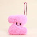 Portachiavi lettera Z in peluche rosa con morbida pelliccia e faccina ricamata - Lettera in Peluche Z Con Catena a Sfera Colorata
