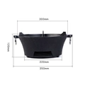 Fornello a carbone in ghisa nero opaco da 35cm con maniglie per barbecue e camping - Stufa a carbone 30CM