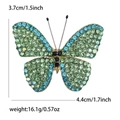 Schmetterlingsbrosche mit grünen und blauen Strasssteinen, Größe 4,4x3,7cm, 16,1g - Grün