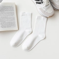 Classic white mid-calf cotton socks with ribbed cuffs for women in casual daily style - One Size / Pure White