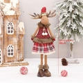 Standing Christmas reindeer plush toy with red knitted outfit and 68cm telescopic legs - Yf201897b Elastic Female