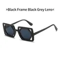 Gafas de sol cuadradas de moda con montura negra y lentes de color gris oscuro - Montura Negra Lentes Gris Negro
