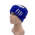 Détail du bonnet en tricot bleu marine avec broderie tête de mort sur tissu côtelé - L (58-60cm) / Bleu Royal