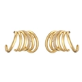 Boucles d'oreilles créoles C dorées à cinq couches avec détails en zircone cubique - Type 01 Incrustation à Cinq Couches / Doré