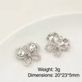 Pendentif papillon argenté avec strass étincelants pour bijoux DIY de 20x23mm - Prix à l'unité / Style Papillon (2#)