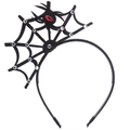 Halloween headband with black spider web, clear rhinestones, and a bold red gem spider - Jeweled Spider Web *