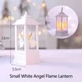 Weiße Weihnachtsengel-Laterne LED-Flammenlicht mit Sternenmuster und Aufhängering - Kleiner Weißer Engel