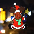 Cartoon reindeer Christmas window sticker with glitter wand and red Santa hat decoration - Christmas Reindeer with Star
