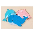 3D wooden puzzle variant featuring blue whale and dolphins for toddler early learning - Whale Group