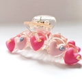 Matte pink and orange heart-shaped hair claw clip for women's ponytail styling - Peach Pink + Rose Pink Hearts