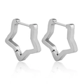 Polished silver stainless steel star-shaped huggie earrings with a sleek geometric design - Star / Steel