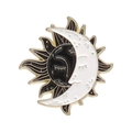 Vintage celestial sun and moon enamel pin with gold plating and black white finish - Sun And Moon Personified Style (XZ8186)