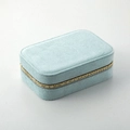 Portagioie portatile in velluto blu menta per anelli e orecchini con zip dorata - Azzurro