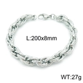 Bracelet à maillons cubains en acier inoxydable argenté avec fermoir mousqueton et relief - Style de corde torsadée argentée (KB144920-Z) / Argenté