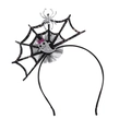 Cerchietto di Halloween con ragnatela di paillettes nere e dettaglio fantasma argento - Stile Fantasma Argento Ragnatela di Paillettes